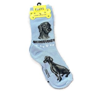 Foozys Weimaraner Dog Print Crew Socks Light Blue Women's One Size